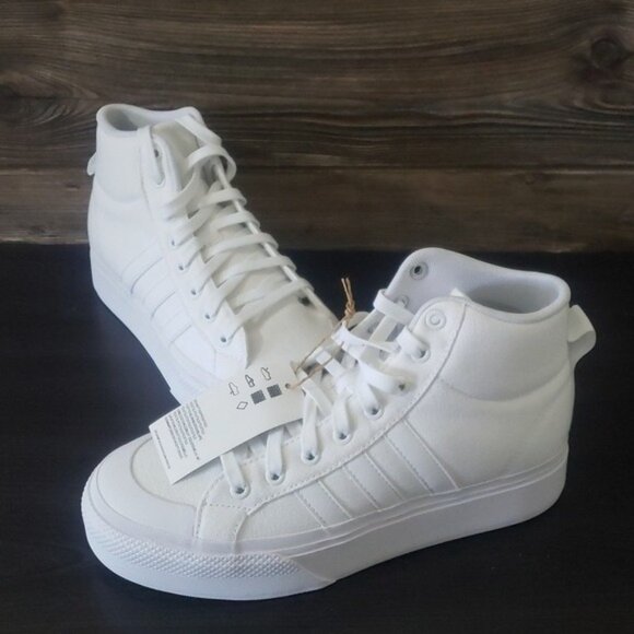 New Adidas Bravada Mid Womens White Platform Shoes Size 8 Skater Streetwear - Picture 2 of 10